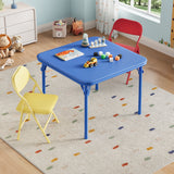 Garvee Kindertisch mit 2 Stühlen, klappbares Kindertisch-Set, 3-teilig, 60,5 × 60,5 cm, gepolsterte PU-Oberflächen, Blau - Blau