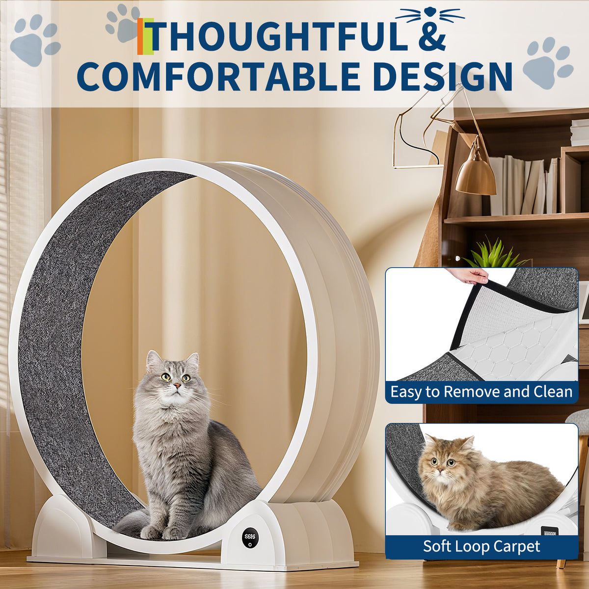 Garvee Katzenlaufrad XL 103 cm, Leises Katzenlaufband aus ABS für Katzen bis 12 kg, mit Schrittzähler und abnehmbarer Laufmatte