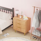 Garvee Kommode mit 3 Schubladen, modernes Rillendesign, für Schlafzimmer und Wohnzimmer, Natur - Natur