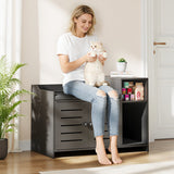 Garvee Katzenklo Schrank mit Katzenliege und Stauraum, 86 × 50 × 61 cm, Katzentoilettenschrank mit 2 Türen, Kratzmatte und Regal, Katzenmöbel als Beistelltisch