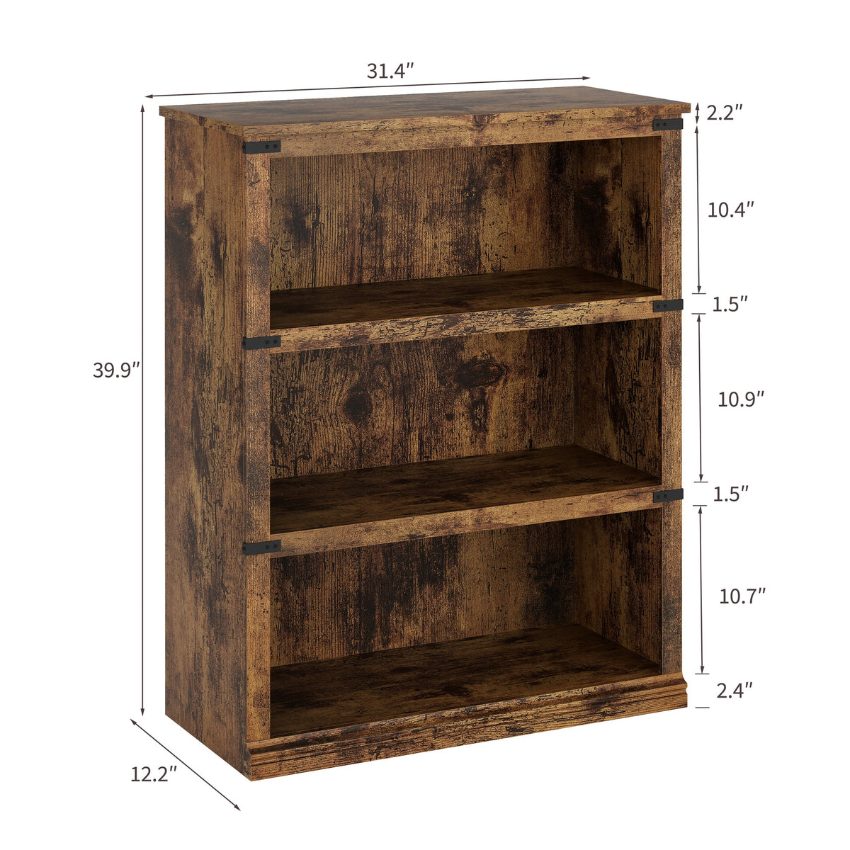 GARVEE Standregal, 4 Ebenen, 80 × 32 × 102 cm, MDF, Industrial-Design, Vintagebraun – für Wohnzimmer & Schlafzimmer