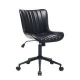 Garvee Schreibtischstuhl ohne Armlehnen, höhenverstellbarer Bürostuhl mit Rollen, 360° drehbar, gepolsterter Schminkstuhl mit Stoffbezug, 49,5–60,5 cm Sitzhöhe, Schwarz - Schwarz