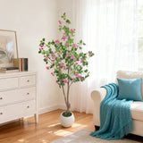Garvee Lebensechte Künstliche Bougainvillea 120 cm Weißer Topf Für Wohnung Büro Terrasse
