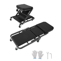 Garvee 91 cm Z-förmiger Mechanikersitz – Faltbar, 6 Rollen, Stahlrahmen, Gepolstert, Schwarz