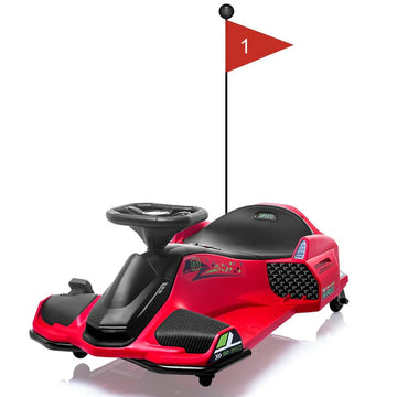 Garvee Rot 24V Elektro-Gokart für Kinder mit LED Licht 180W Motor bis 7.5 mph Für Kinder 6-12 Jahre Outdoor Rennspaß