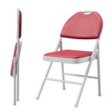 Garvee Klappstühle Set 2, PU Leder Gepolstert, Metallrahmen, Faltbar, Für Büro & Events, Rot - Rot
