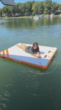 Garvee Aufblasbare Schwimmplattform 1.8 x 1.5 m, Für 3–5 Personen, Rutschfest, PVC, Mit Leiter, Für See & Wasser