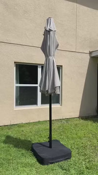 Garvee 270×450 cm Rechteck-Sonnenschirm mit Solar-LED-Beleuchtung & Standfuß, UV-beständiger Gartenschirm mit Kurbelgriff, für Terrasse, Pool & Garten, Braun