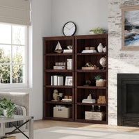 GARVEE Standregal, 5 Ebenen, 80 × 32 × 171 cm, MDF & Metall, Landhausstil, Braun – für Wohnzimmer & Schlafzimmer