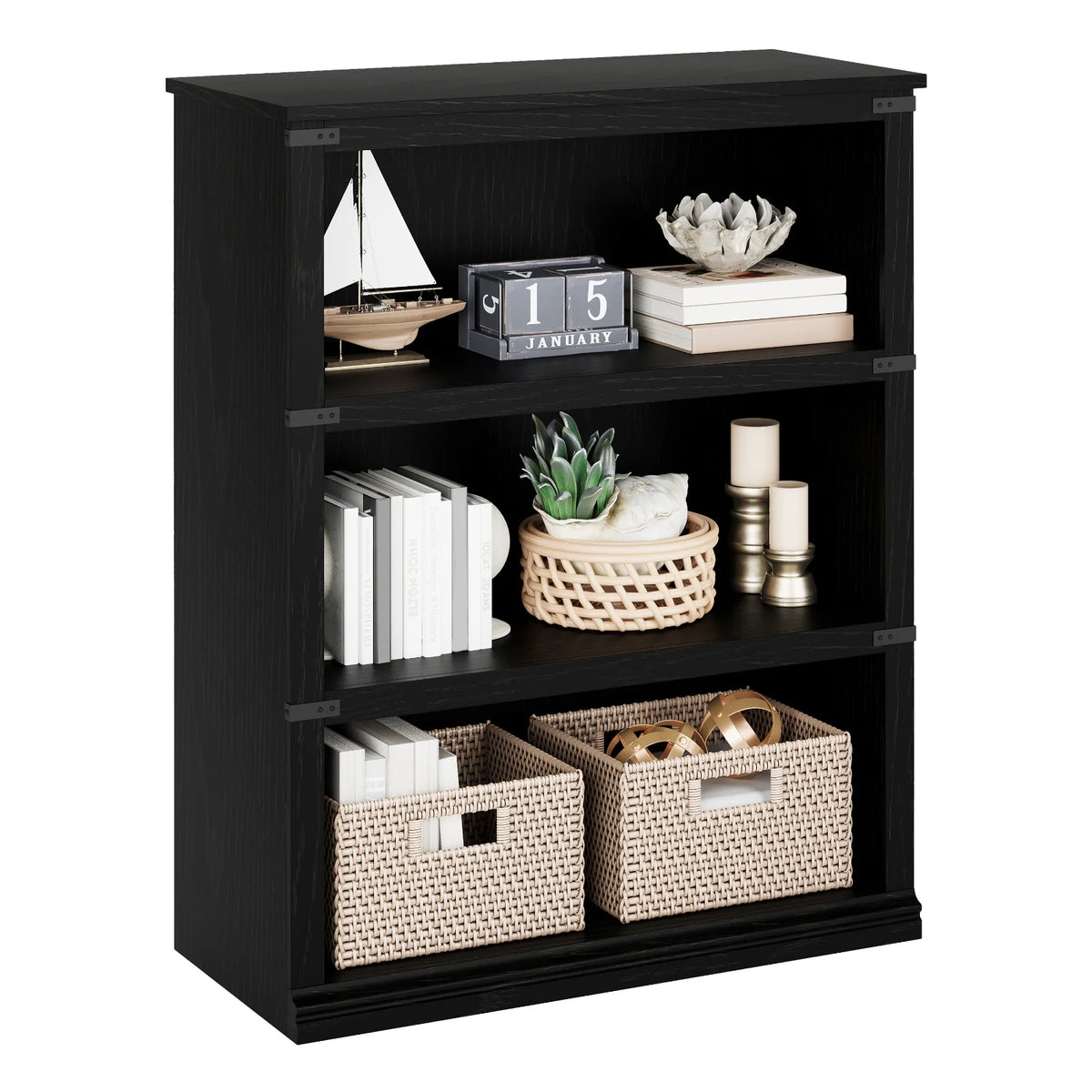 GARVEE Standregal, 4 Ebenen, 80 × 32 × 102 cm, MDF, Industrial-Design, Schwarz – für Wohnzimmer & Schlafzimmer