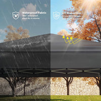 GARVEE Pop-Up Pavillon 3x3 m, Faltpavillon aus 210D Oxford, Robustes Stahlgestell, Wetterfest und Stabil für Camping, Gartenpartys und Outdoor-Events, Grau