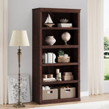 GARVEE Standregal, 5 Ebenen, 80 × 32 × 171 cm, MDF & Metall, Landhausstil, Braun – für Wohnzimmer & Schlafzimmer - Braun