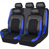Garvee Autositzbezüge 9-teilig aus PU-Kunstleder mit 4D-Mesh, Airbag-kompatibles Komplettset für 5-Sitzer, SUV, Kombi & Van mit 5 Kopfstützenbezügen - Schwarz + Blau
