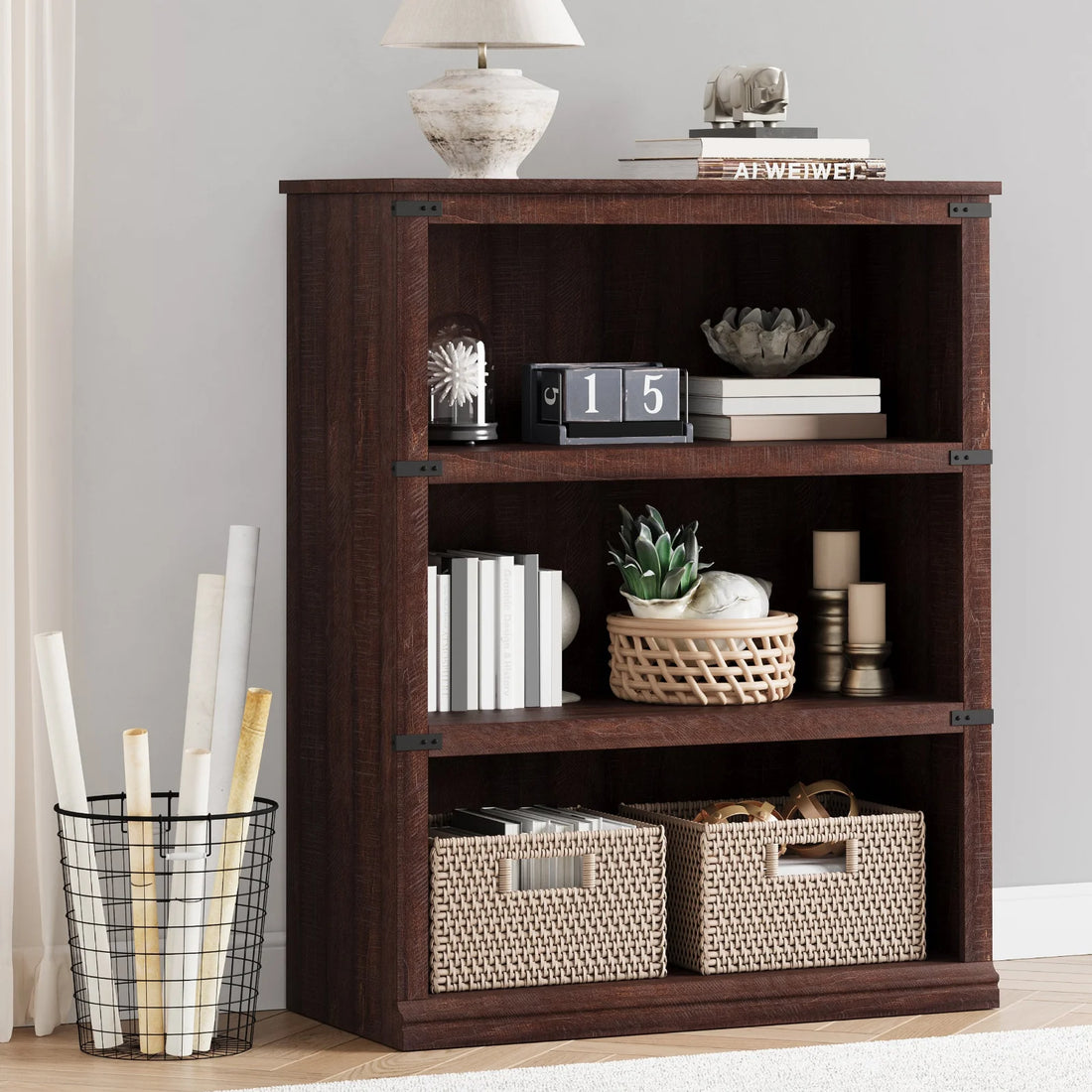 GARVEE Standregal, 4 Ebenen, 80 × 32 × 102 cm, MDF, Industrial-Design, Braun – für Wohnzimmer & Schlafzimmer