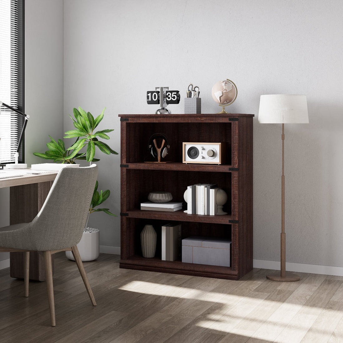 GARVEE Standregal, 4 Ebenen, 80 × 32 × 102 cm, MDF, Industrial-Design, Braun – für Wohnzimmer & Schlafzimmer