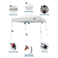 Garvee Faltpavillon 3 × 3 m, Pop-up Pavillon mit UPF 50+ Sonnenschutz, 210D Oxford-Dach, höhenverstellbarem Stahlrahmen & Tragetasche, Weiß
