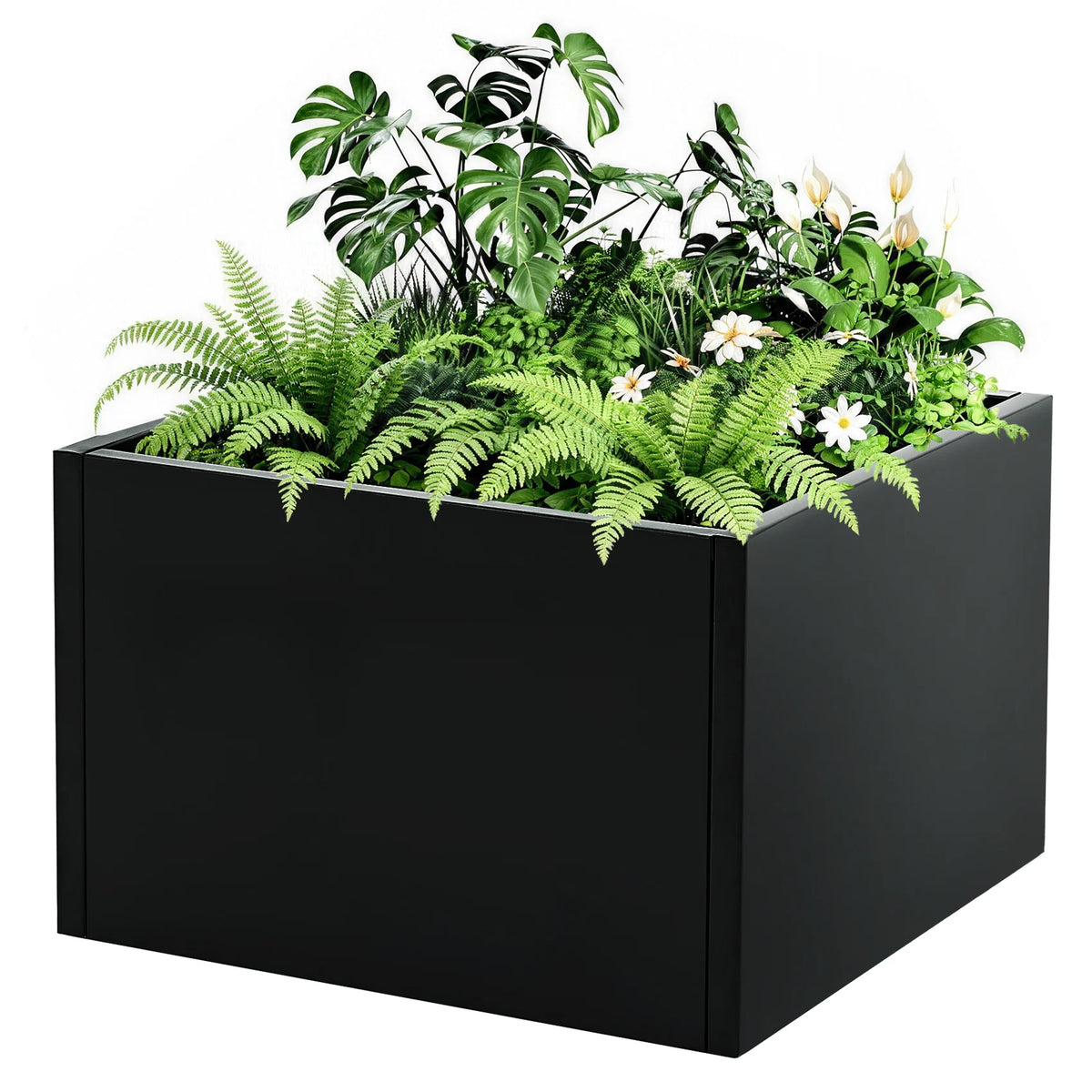 GARVEE Hochbeet aus Metall 46 x 46 x 30 cm, Pulverbeschichteter Pflanzkasten für Garten & Terrasse, Robustes Stahl-Hochbeet für Gemüse, Blumen und Kräuter, Ohne Boden