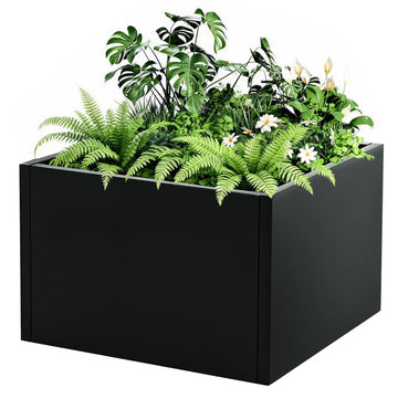 GARVEE Hochbeet aus Metall 46 x 46 x 30 cm, Pulverbeschichteter Pflanzkasten für Garten & Terrasse, Robustes Stahl-Hochbeet für Gemüse, Blumen und Kräuter, Ohne Boden