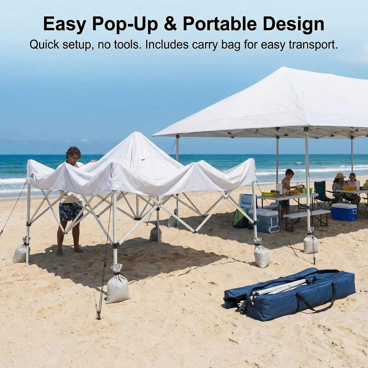 GARVEE Pop-Up Pavillon 3 x 6 m, Wasserdichtes Partyzelt mit Robuster Konstruktion und Tragetasche, Ideal für Camping, Gartenpartys, Märkte und Outdoor-Events
