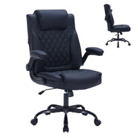 GARVEE Ergonomischer Chefsessel aus PU-Leder, Höhenverstellbarer Bürodrehstuhl mit Hoher Rückenlehne und Gepolsterten Armlehnen, Komfort für Büro, Homeoffice und Arbeitszimmer, Schwarz