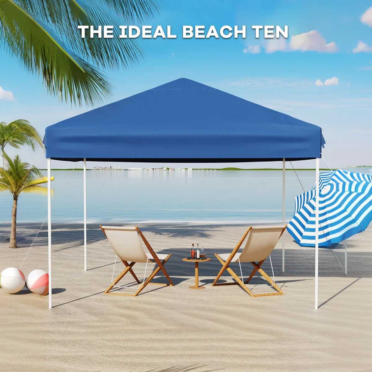 GARVEE Pop-Up Pavillon 3x3 m, Faltpavillon aus 210D Oxford, Robustes Stahlgestell, Wetterfest und Stabil für Camping, Gartenpartys und Outdoor-Events, Blau