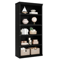 GARVEE Standregal, 5 Ebenen, 80 × 32 × 171 cm, MDF & Metall, Landhausstil, Schwarz – für Wohnzimmer & Schlafzimmer