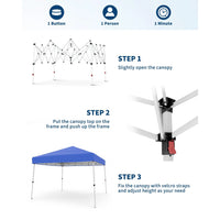Garvee Faltpavillon 3 × 3 m, Pop-up Pavillon mit UPF 50+ Sonnenschutz, 210D Oxford-Dach, höhenverstellbarem Stahlrahmen & Tragetasche, Blau