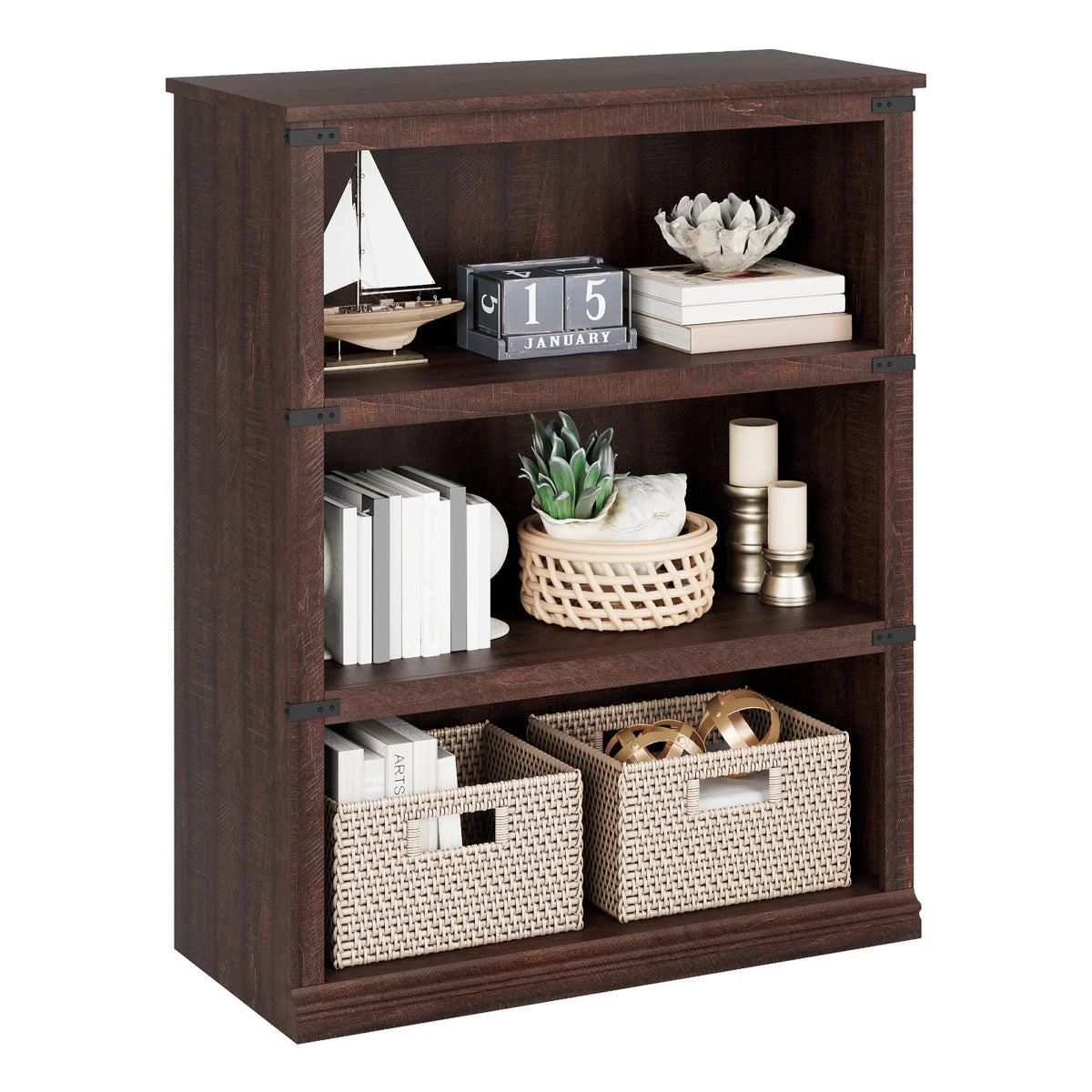 GARVEE Standregal, 4 Ebenen, 80 × 32 × 102 cm, MDF, Industrial-Design, Braun – für Wohnzimmer & Schlafzimmer