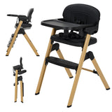Garvee Baby-Hochstuhl faltbar mit 5-Punkt-Gurt & Anti-Rutsch PP-Sitz mit PU-Kissen verstellbar & abnehmbares Tablett für Esszimmer & Küche - 