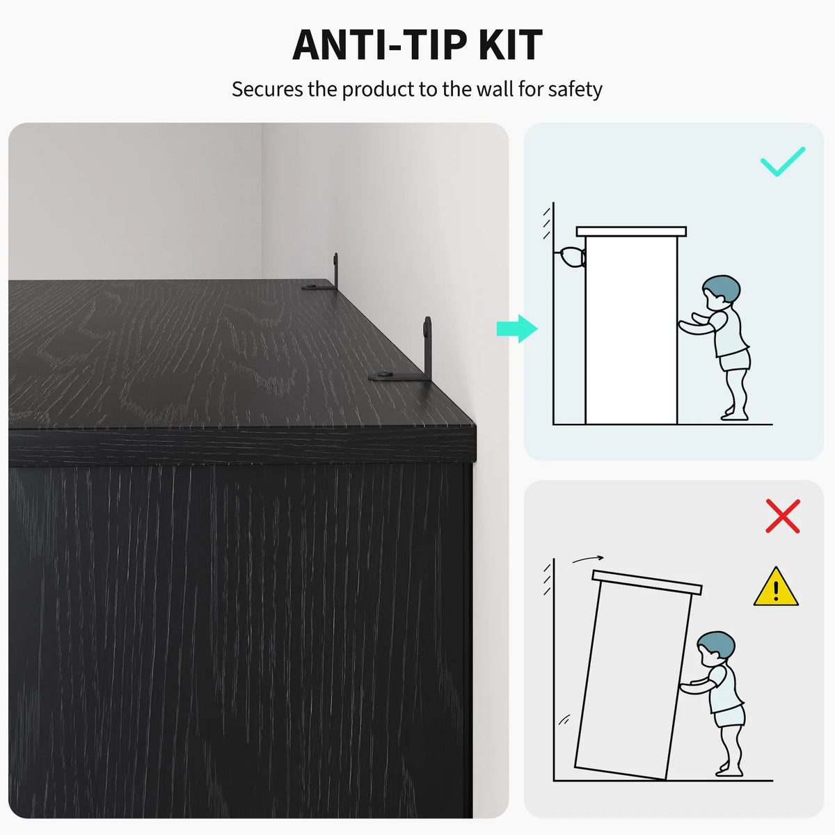 GARVEE Standregal, 5 Ebenen, 80 × 32 × 171 cm, MDF & Metall, Landhausstil, Schwarz – für Wohnzimmer & Schlafzimmer