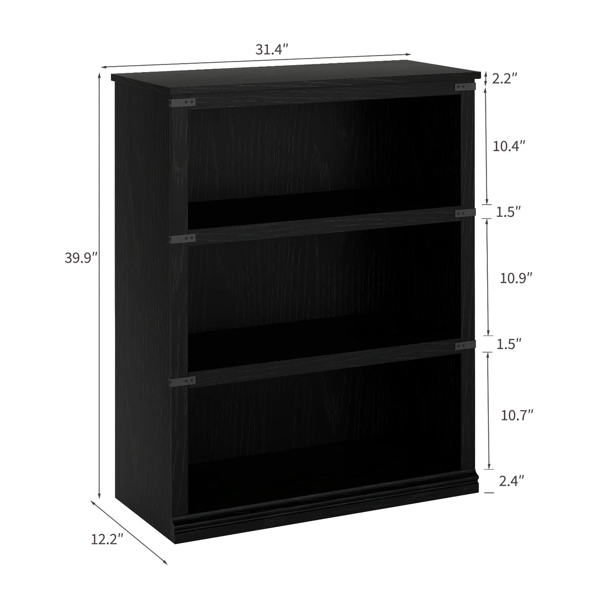 GARVEE Standregal, 4 Ebenen, 80 × 32 × 102 cm, MDF, Industrial-Design, Schwarz – für Wohnzimmer & Schlafzimmer