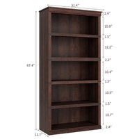 GARVEE Standregal, 5 Ebenen, 80 × 32 × 171 cm, MDF & Metall, Landhausstil, Braun – für Wohnzimmer & Schlafzimmer