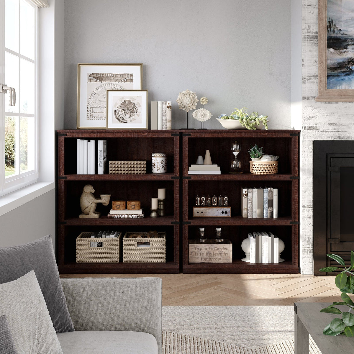 GARVEE Standregal, 4 Ebenen, 80 × 32 × 102 cm, MDF, Industrial-Design, Braun – für Wohnzimmer & Schlafzimmer