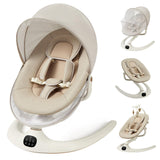 Garvee Elektrische Babywippe mit 360° drehbarem Sitz, 5 Schaukelstufen, 3 Liegepositionen, Timer, App-Steuerung und Fernbedienung, für Babys von 0–6 Monaten - Khaki