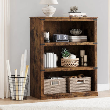 GARVEE Standregal, 4 Ebenen, 80 × 32 × 102 cm, MDF, Industrial-Design, Vintagebraun – für Wohnzimmer & Schlafzimmer