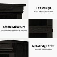 GARVEE Standregal, 5 Ebenen, 80 × 32 × 171 cm, MDF & Metall, Landhausstil, Schwarz – für Wohnzimmer & Schlafzimmer