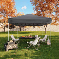 GARVEE Pop-Up Pavillon 3x3 m, Faltpavillon aus 210D Oxford, Robustes Stahlgestell, Wetterfest und Stabil für Camping, Gartenpartys und Outdoor-Events, Grau