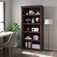 GARVEE Standregal, 5 Ebenen, 80 × 32 × 171 cm, MDF & Metall, Landhausstil, Braun – für Wohnzimmer & Schlafzimmer