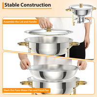 Garvee Chafing Dish 4er-Set mit je 4,7 L, runde Edelstahl-Buffet-Speisenwärmer mit Kuppeldeckeln, Wasserbad und Brennpastenhaltern für Catering, Hochzeit und Bankett