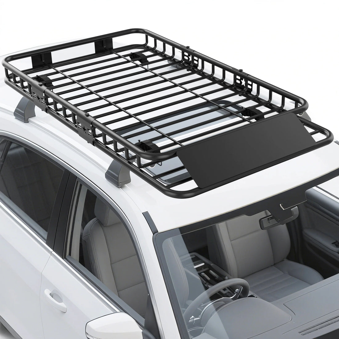 Garvee Universal-Dachgepäckträger 163 × 99 × 15 cm, robuster Stahl, erweiterbar, für SUVs & Pick-ups, 91 kg Tragfähigkeit, Schwarz