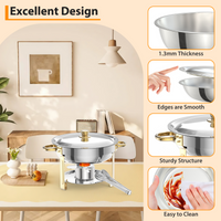 Garvee Chafing Dish 4er-Set mit je 4,7 L, runde Edelstahl-Buffet-Speisenwärmer mit Kuppeldeckeln, Wasserbad und Brennpastenhaltern für Catering, Hochzeit und Bankett
