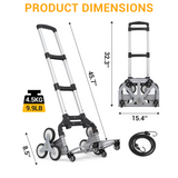 Garvee Klappbarer Treppensteiger Handwagen mit 81,6 kg Tragkraft, Dreieck-Rad-Design, Aluminium, Teleskopgriff, 4 Universalräder, Elastische Seile für Lager & Einkauf, Grau/Schwarz
