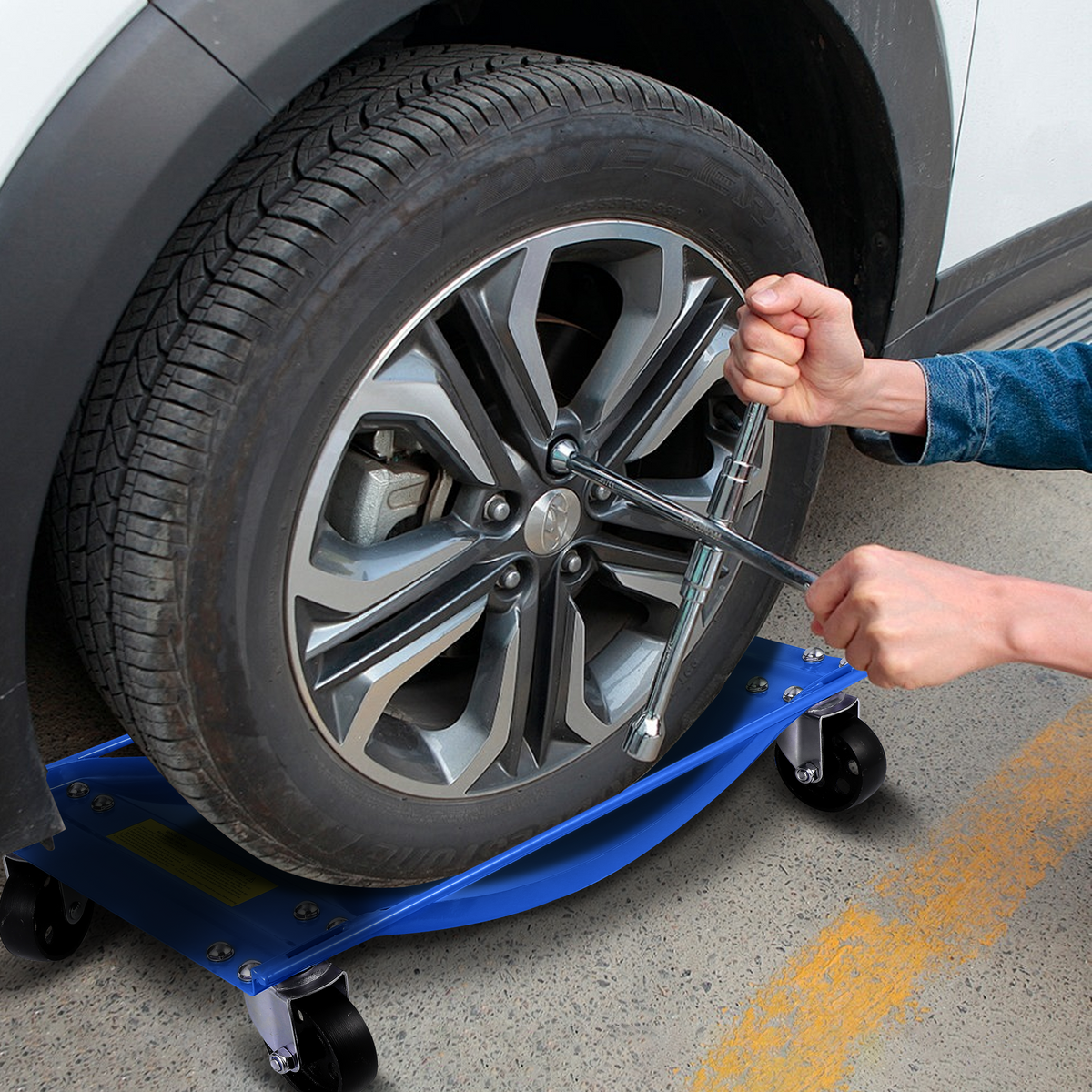 Garvee Auto-Rangierhilfe Set 4 Stück – 8,9 cm Stahlrollen, 4536 kg Tragkraft, Stabil, Blau