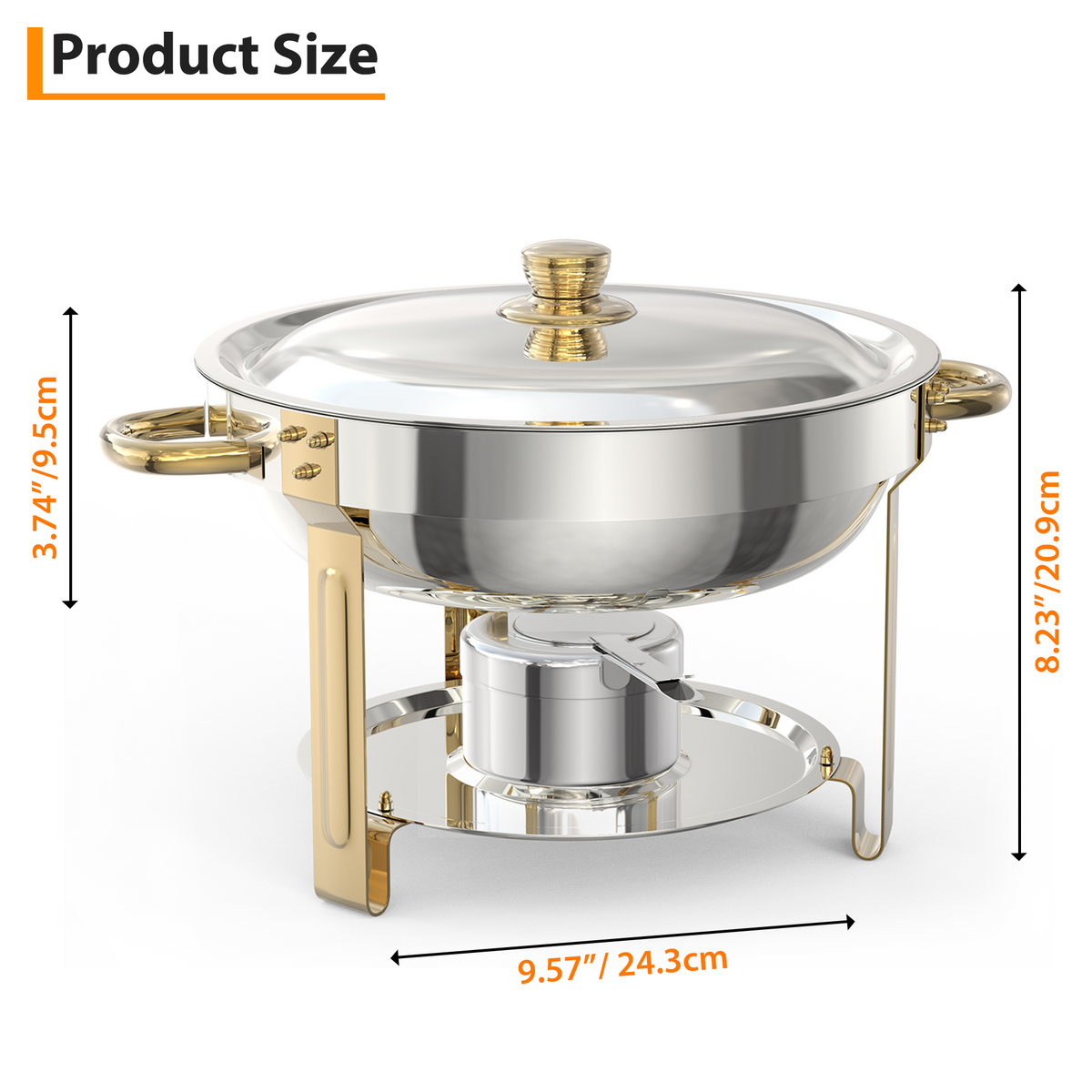 Garvee Chafing Dish 4er-Set mit je 4,7 L, runde Edelstahl-Buffet-Speisenwärmer mit Kuppeldeckeln, Wasserbad und Brennpastenhaltern für Catering, Hochzeit und Bankett