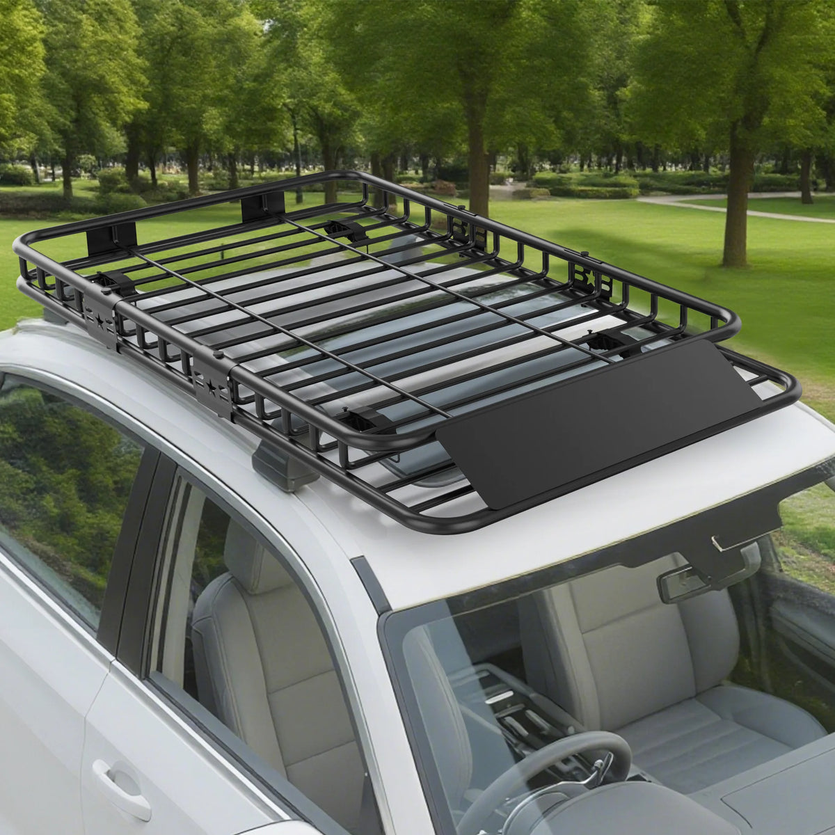Garvee Universal-Dachgepäckträger 163 × 99 × 15 cm, robuster Stahl, erweiterbar, für SUVs & Pick-ups, 91 kg Tragfähigkeit, Schwarz