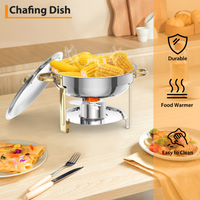 Garvee Chafing Dish 6er-Set mit je 4,7 L, runde Edelstahl-Buffet-Speisenwärmer mit Kuppeldeckeln, Wasserbad, herausnehmbaren Behältern und Brennpastenhaltern für Catering, Hotel, Hochzeit und Bankett